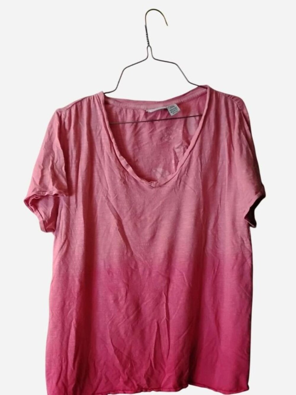 Pink Ombre T-Shirt With Hibiscus Flowers
